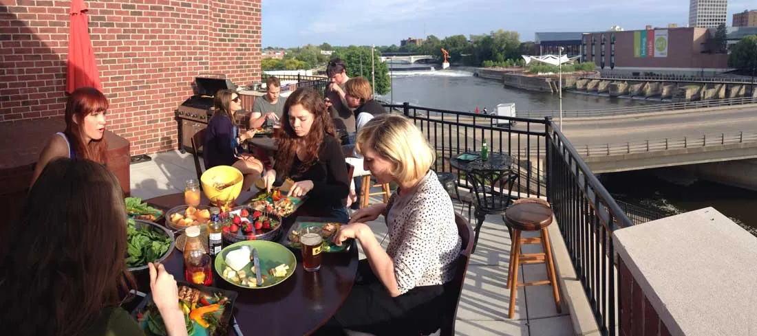 eating-atop-east-bank-townhomes View from East Bank Townhomes in Downtown South Bend