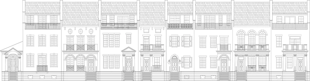 Front Elevation of the Townhomes on the Mill Race